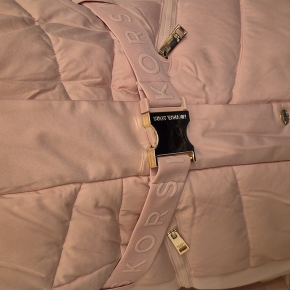 Michael Kors - Belted Parka jacket with faux fur trim on Hood - Blush Pink - Picture 4 of 10